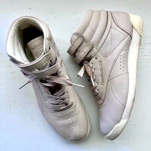 Modern Reebok Classic Freestyle Hi Hightops - Taupe